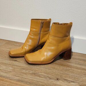 Square Toe Real Leather Boots Size 6.5